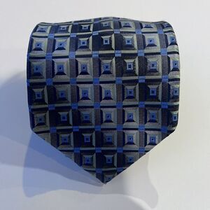 Alexander Julian Colours Tie Silver Mens Sheen Geometric Square Structure 59L 4W